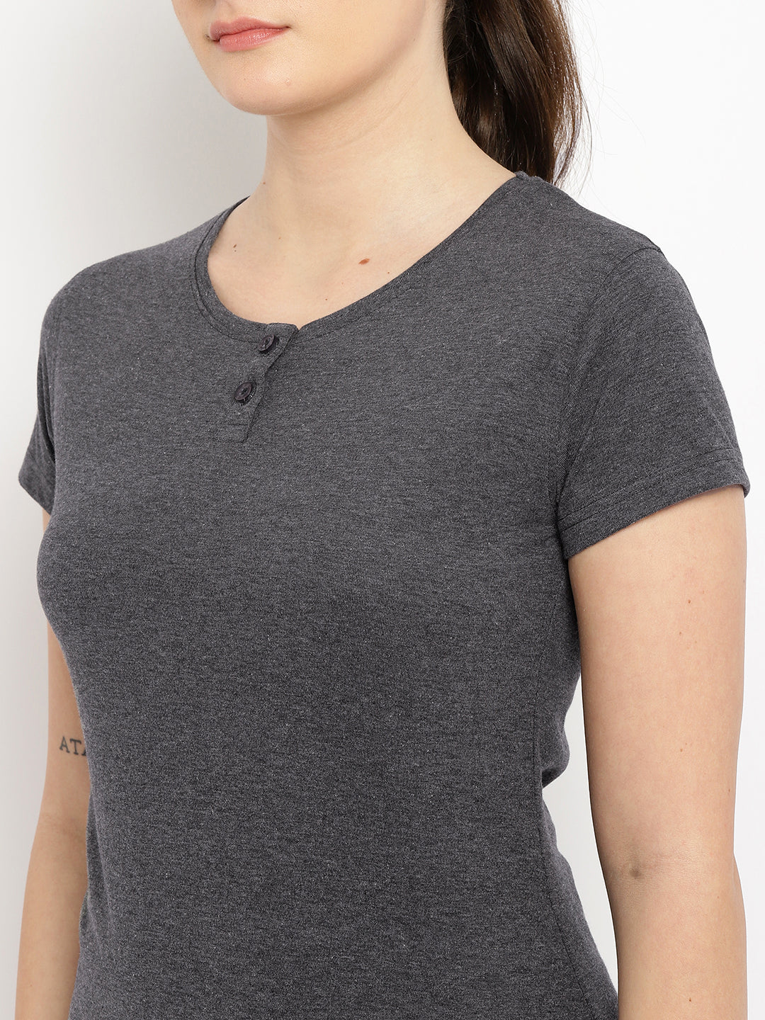 Ap'pulse Women's Short Sleeve Henley Tshirt