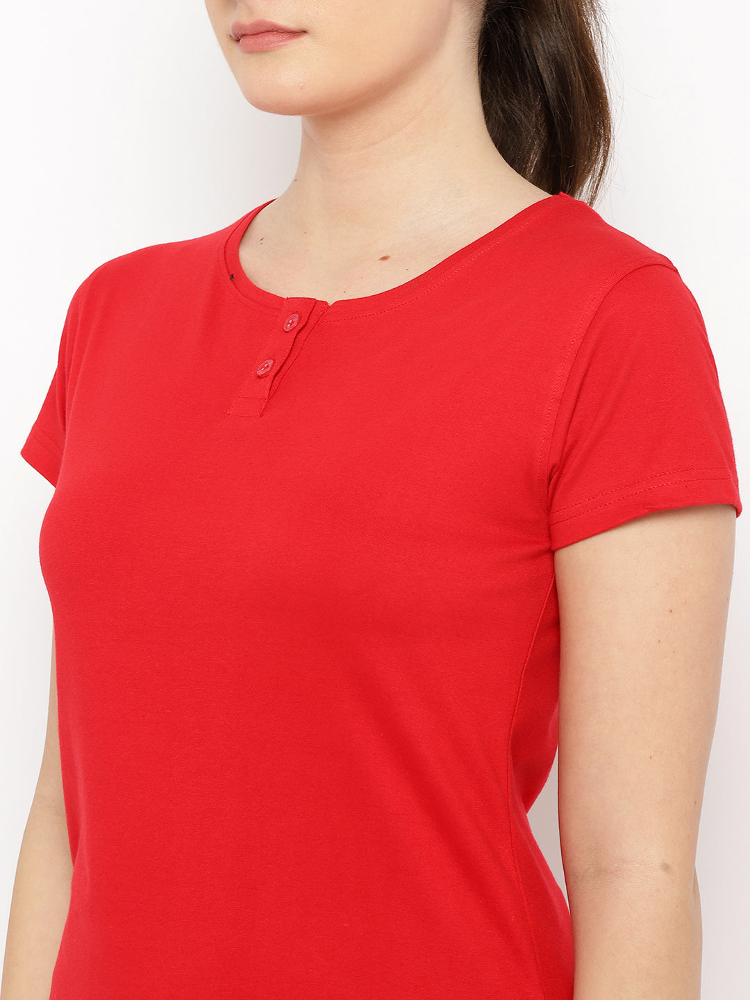 Ap'pulse Women's Short Sleeve Henley Tshirt