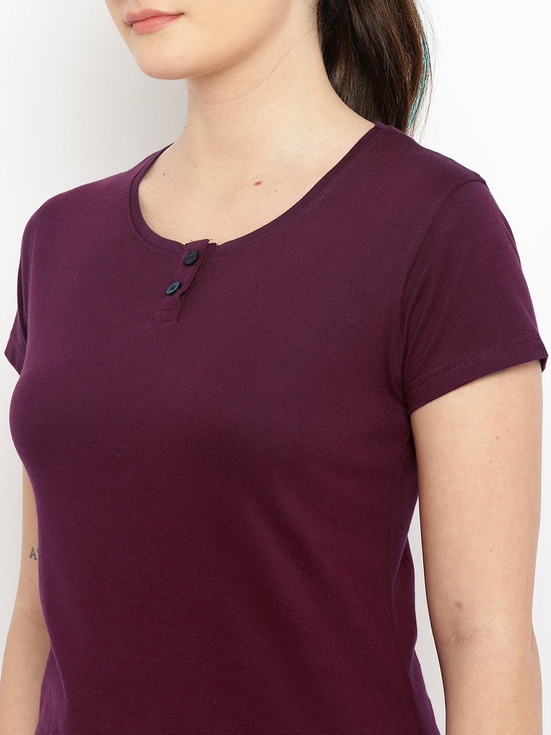 Ap'pulse Women's Short Sleeve Henley Tshirt
