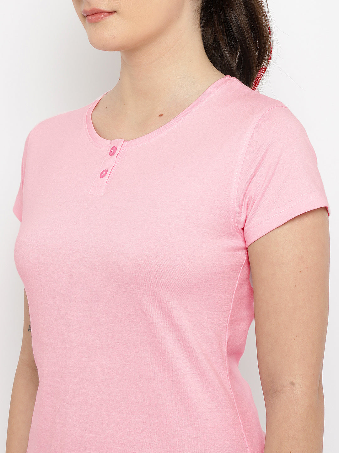 Ap'pulse Women's Short Sleeve Henley Tshirt
