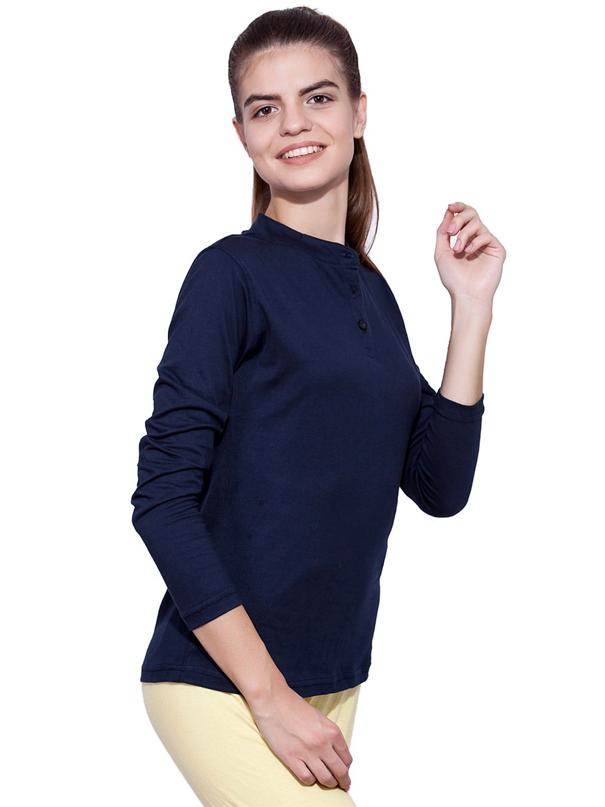 Ap'pulse Women's Long Sleeve Mandarin Polo Tshirt
