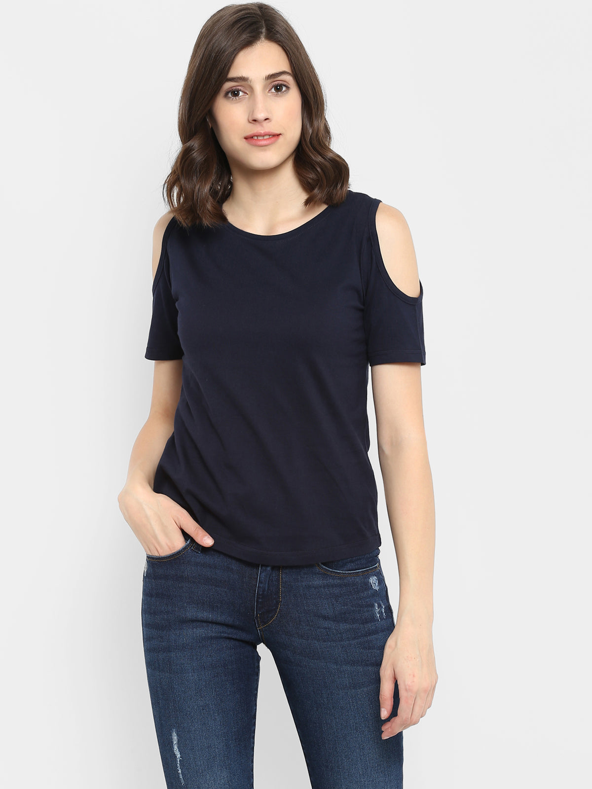 T shirt with open clearance shoulders