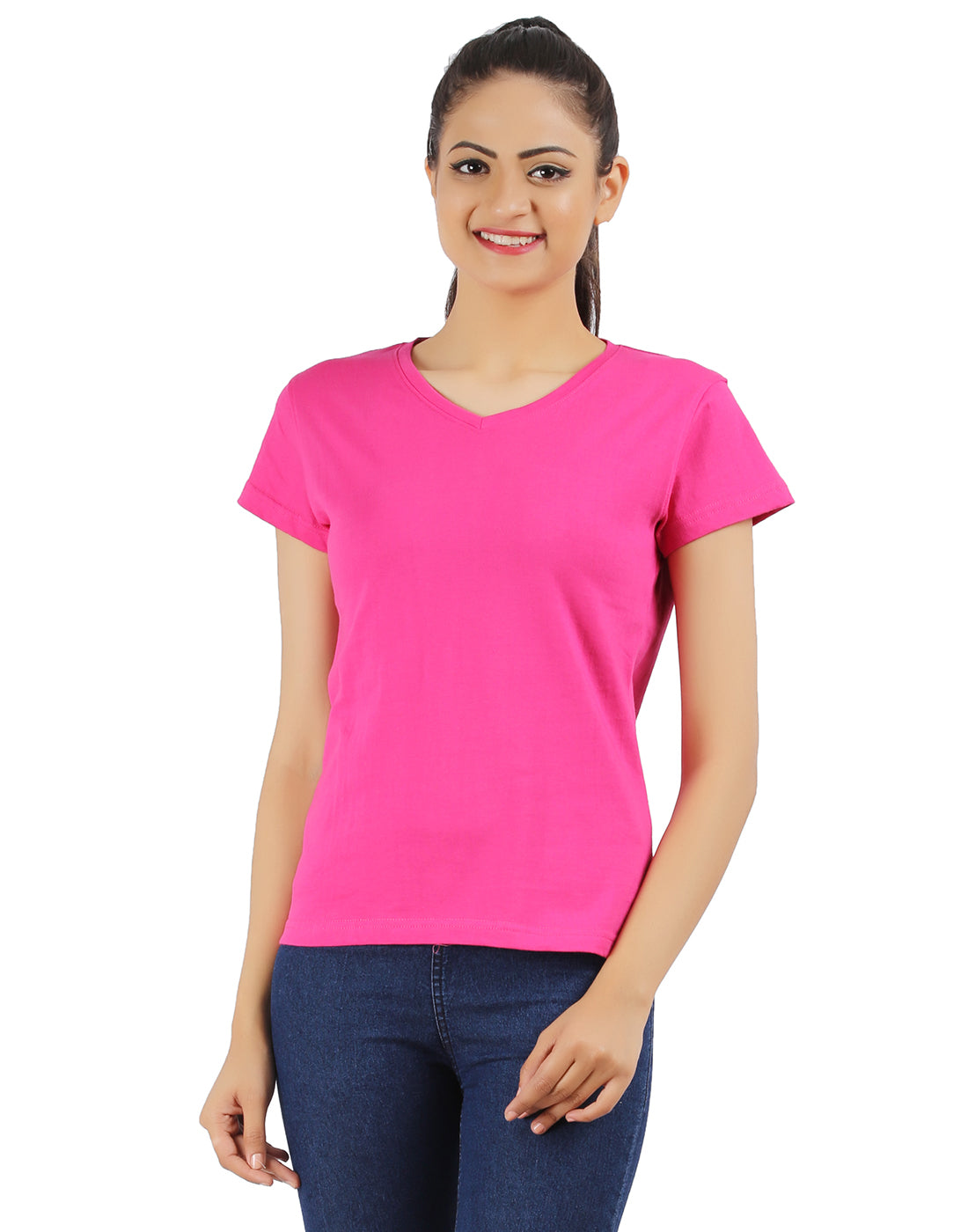 Ap'pulse Women's Short Sleeve V neck Tshirt