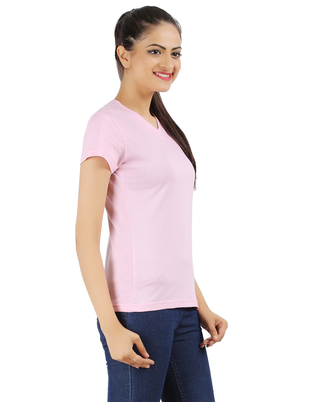 Ap'pulse Women's Short Sleeve V neck Tshirt
