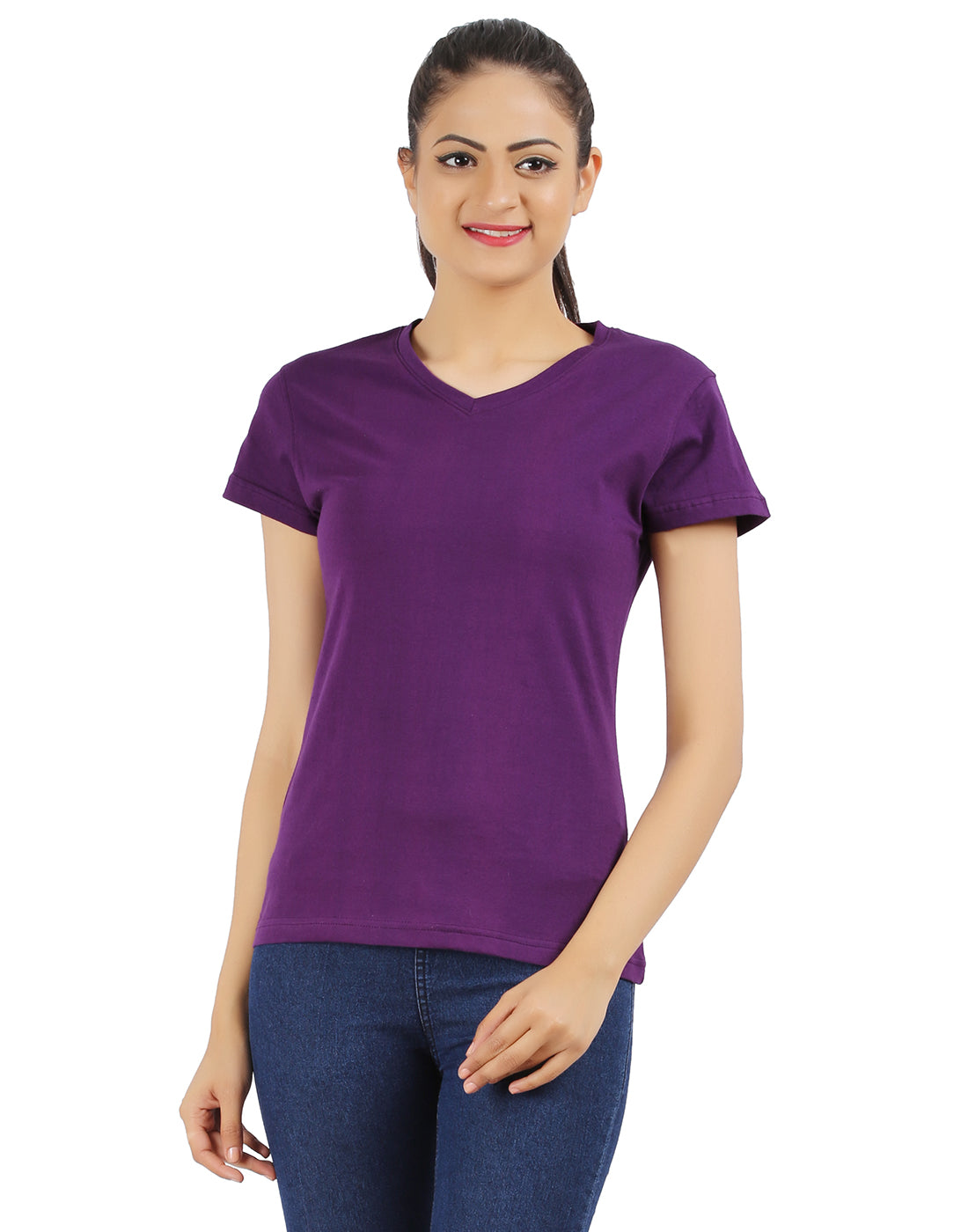 Ap'pulse Women's Short Sleeve V neck Tshirt