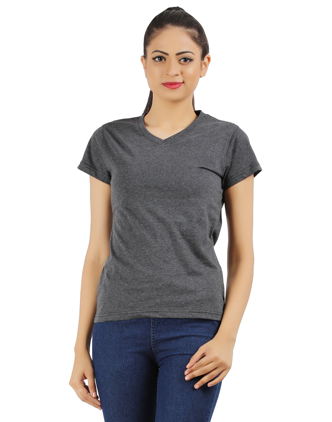 Ap'pulse Women's Short Sleeve V neck Tshirt