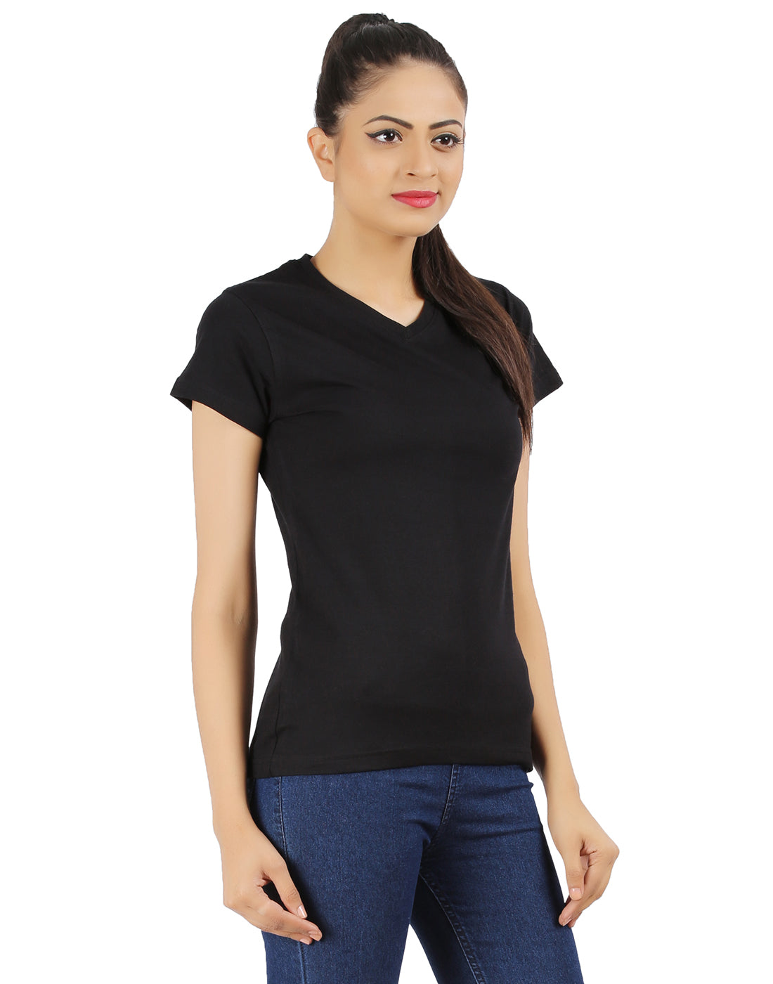 Ap'pulse Women's Short Sleeve V neck Tshirt