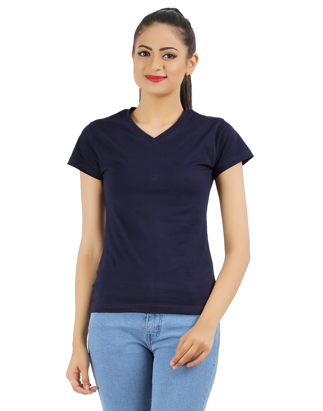 Ap'pulse Women's Short Sleeve V neck Tshirt