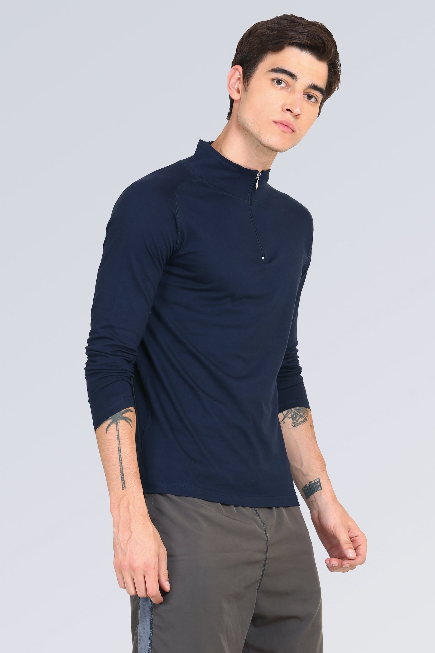 Appulse Men's 1/4 High Neck Zipper Raglan T-Shirt | Men | Premium Cotton | Activewear | Athleisure
