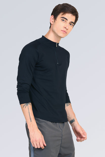 Appulse Men's 1/4 High Neck Zipper Raglan T-Shirt | Men | Premium Cotton | Activewear | Athleisure