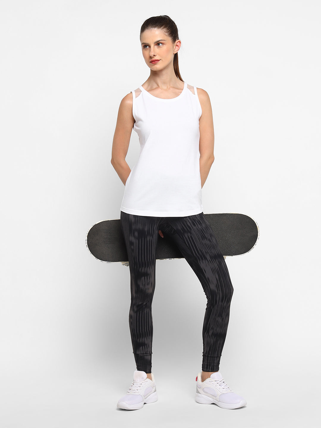Ap'pulse Women's Short Sleeve Round Neck Shoulder Mesh Tshirt