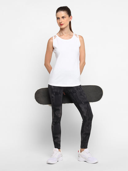 Ap'pulse Women's Short Sleeve Round Neck Shoulder Mesh Tshirt