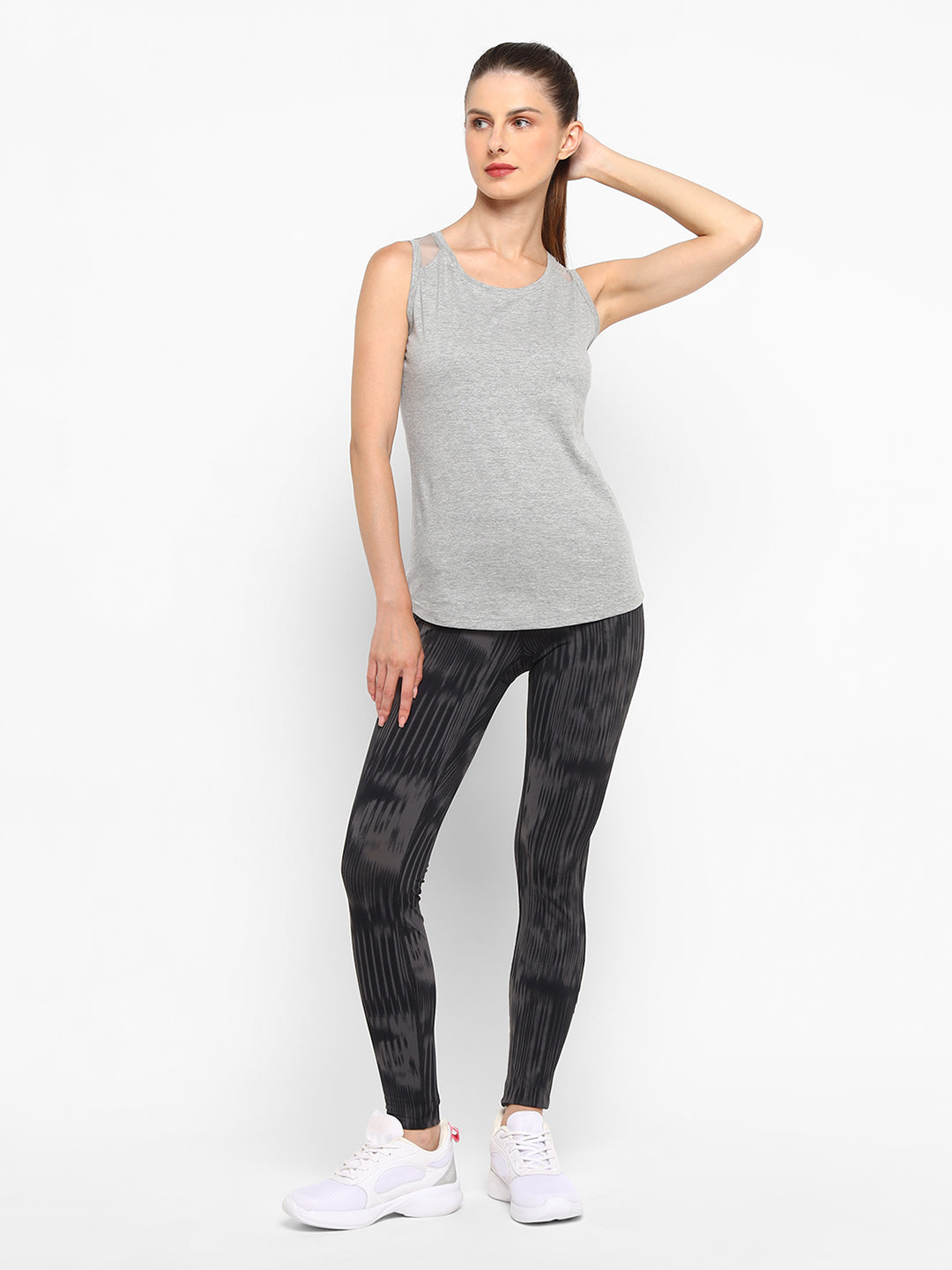 Ap'pulse Women's Short Sleeve Round Neck Shoulder Mesh Tshirt