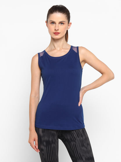 Ap'pulse Women's Short Sleeve Round Neck Shoulder Mesh Tshirt