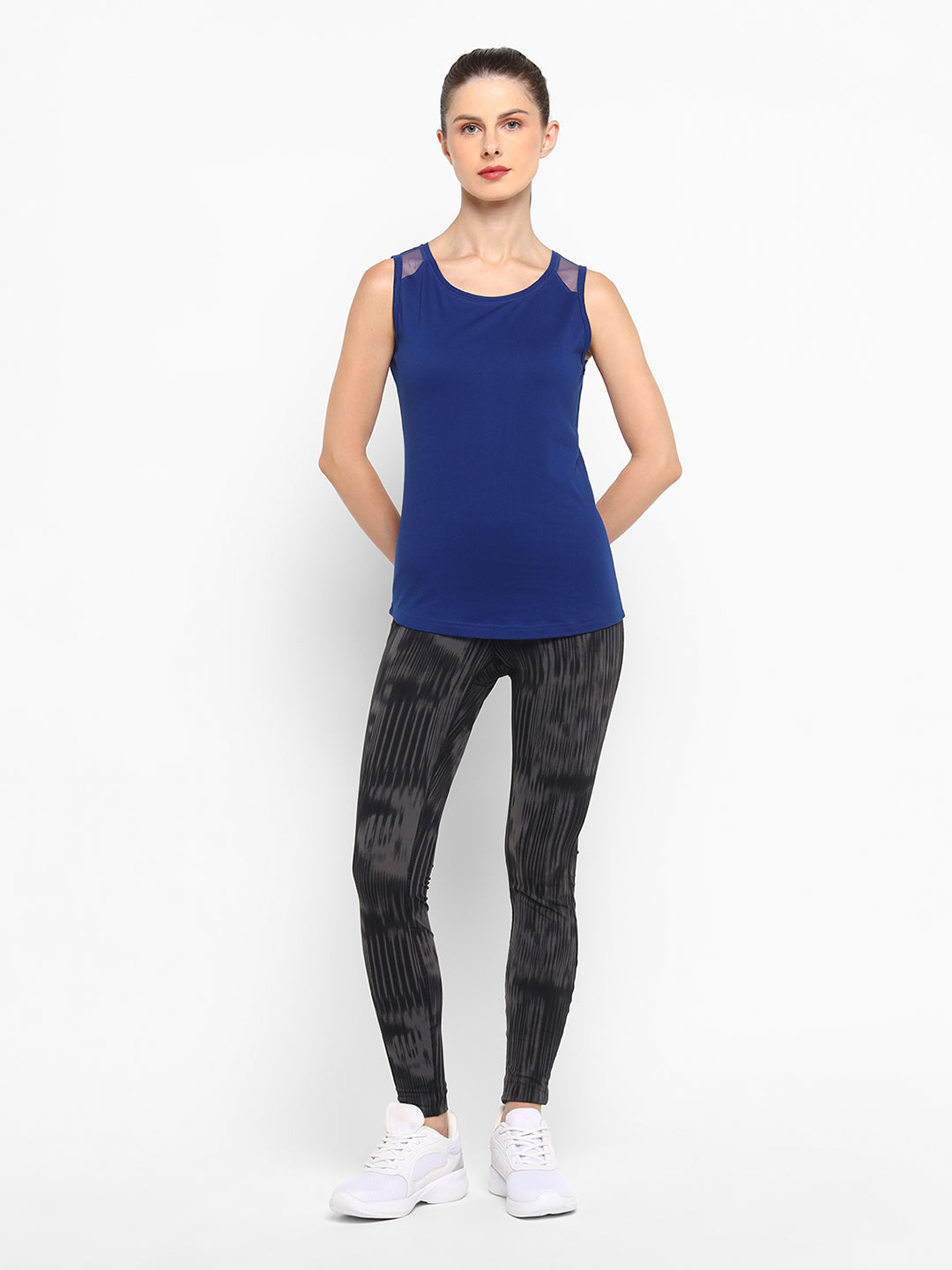 Ap'pulse Women's Short Sleeve Round Neck Shoulder Mesh Tshirt