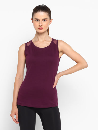 Ap'pulse Women's Short Sleeve Round Neck Shoulder Mesh Tshirt