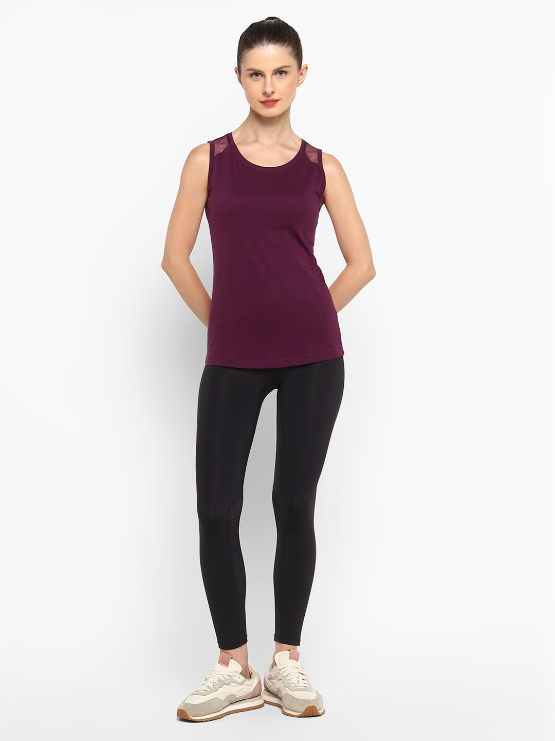Ap'pulse Women's Short Sleeve Round Neck Shoulder Mesh Tshirt