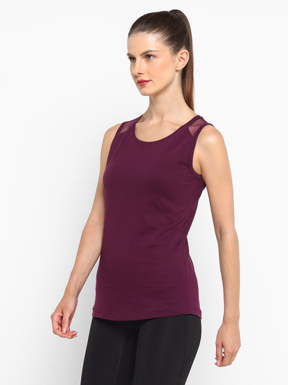 Ap'pulse Women's Short Sleeve Round Neck Shoulder Mesh Tshirt