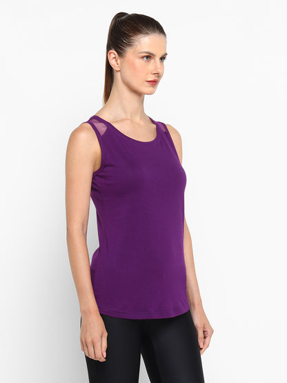 Ap'pulse Women's Short Sleeve Round Neck Shoulder Mesh Tshirt