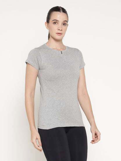 Appulse Women's Short Sleeve Round Neck Zipper T-Shirt | Women | Premium Cotton | Activewear | Athleisure