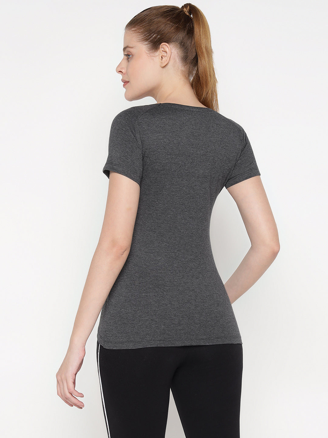 Ap'pulse Women's Short Sleeve Round Neck Bottom Cross Over Tshirt