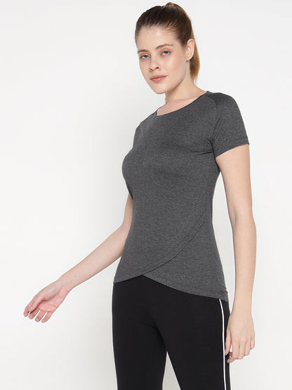 Appulse Women's Short Sleeve Round Neck Bottom Cross Over T-Shirt | Women | Premium Cotton | Activewear | Athleisure