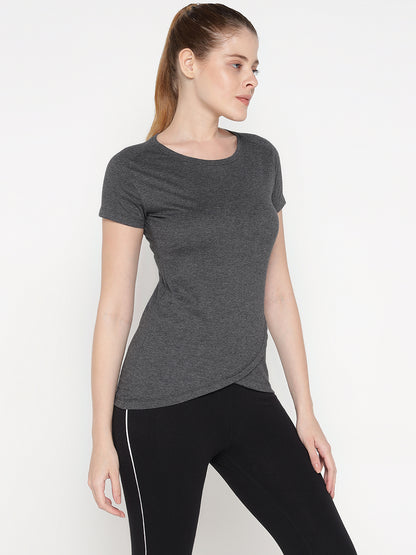 Appulse Women's Short Sleeve Round Neck Bottom Cross Over T-Shirt | Women | Premium Cotton | Activewear | Athleisure