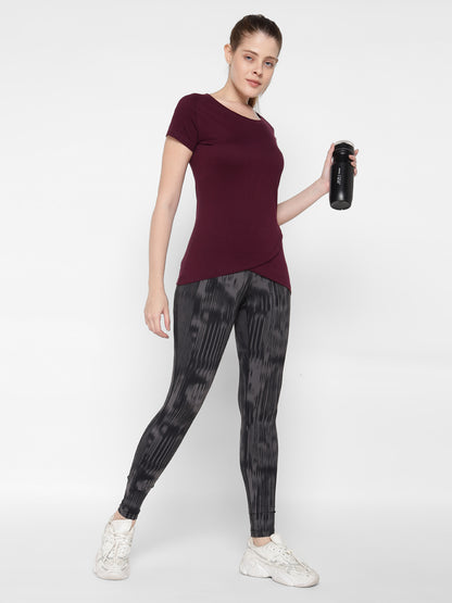 Appulse Women's Short Sleeve Round Neck Bottom Cross Over T-Shirt | Women | Premium Cotton | Activewear | Athleisure