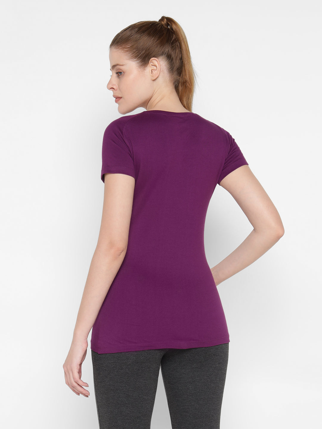 Ap'pulse Women's Short Sleeve Round Neck Bottom Cross Over Tshirt