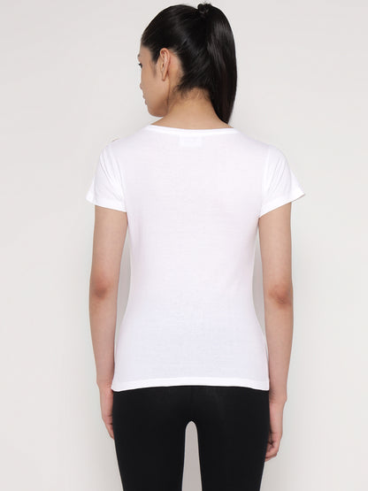 Appulse Women's Short Sleeve Round Neck Shoulder Mesh T-Shirt | Women | Premium Cotton | Activewear | Athleisure