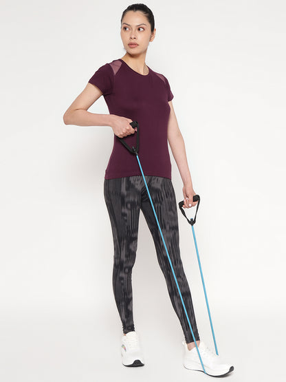 Appulse Women's Short Sleeve Round Neck Shoulder Mesh T-Shirt | Women | Premium Cotton | Activewear | Athleisure