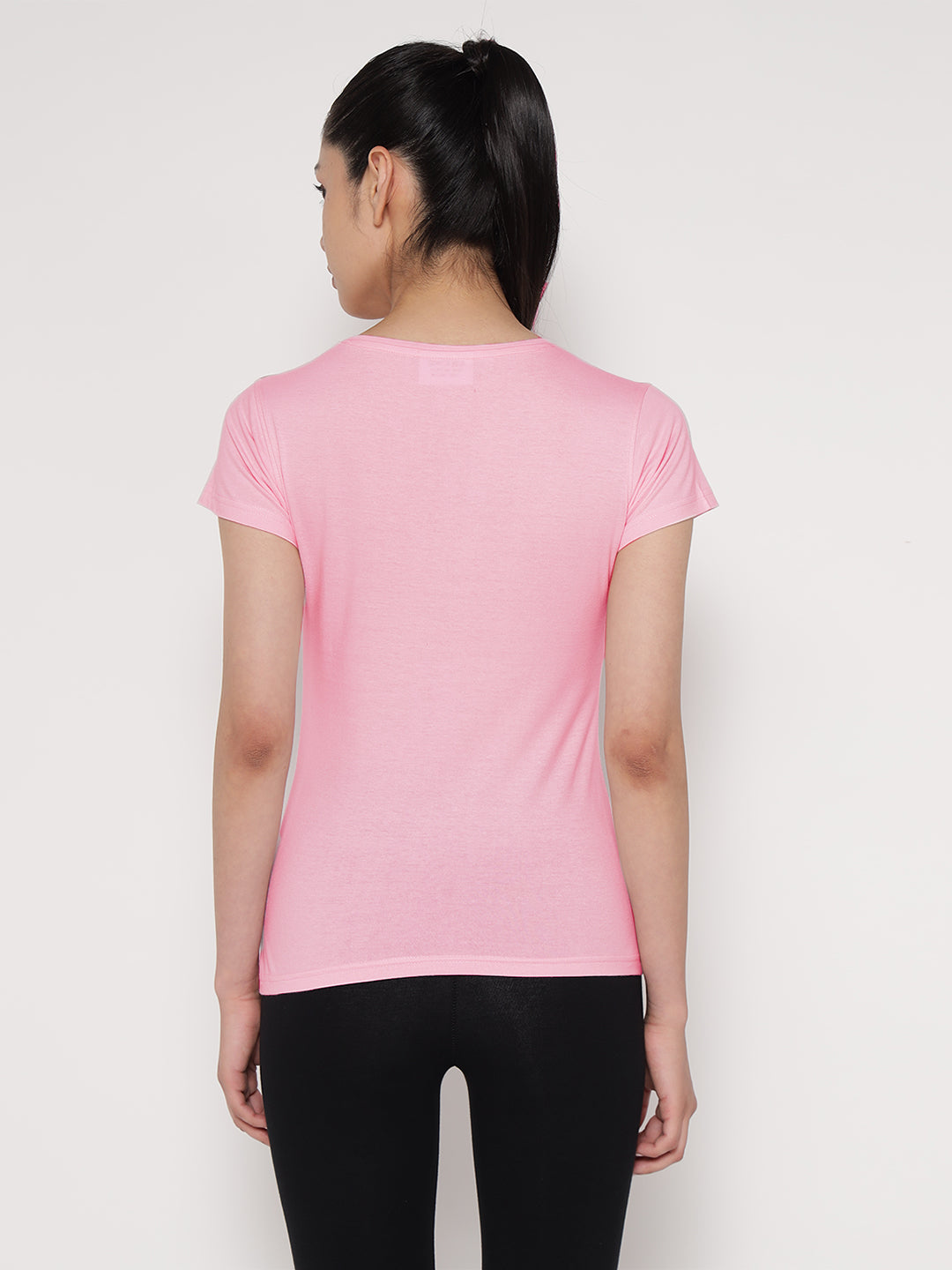 Ap'pulse Women's Short Sleeve Round Neck Shoulder Mesh Tshirt