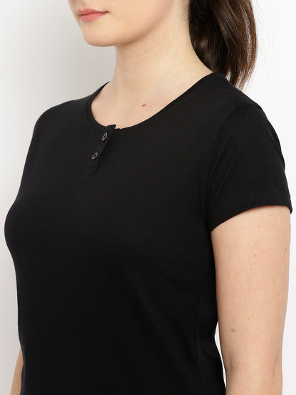 Appulse Women's Short Sleeve Henley T-Shirt | Women | Premium Cotton | Activewear | Athleisure