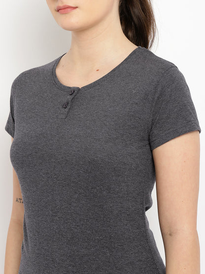 Appulse Women's Short Sleeve Henley T-Shirt | Women | Premium Cotton | Activewear | Athleisure