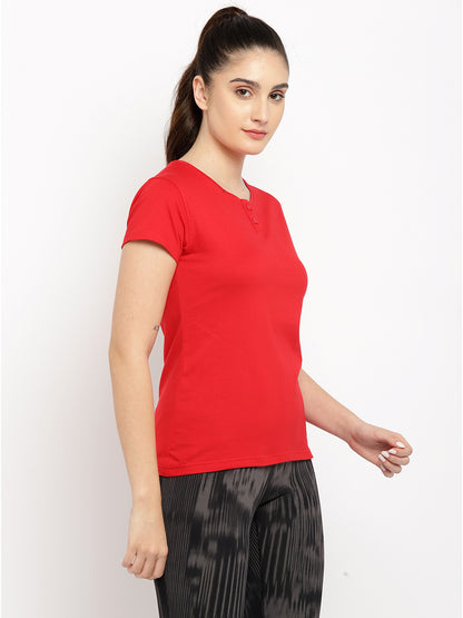 Appulse Women's Short Sleeve Henley T-Shirt | Women | Premium Cotton | Activewear | Athleisure