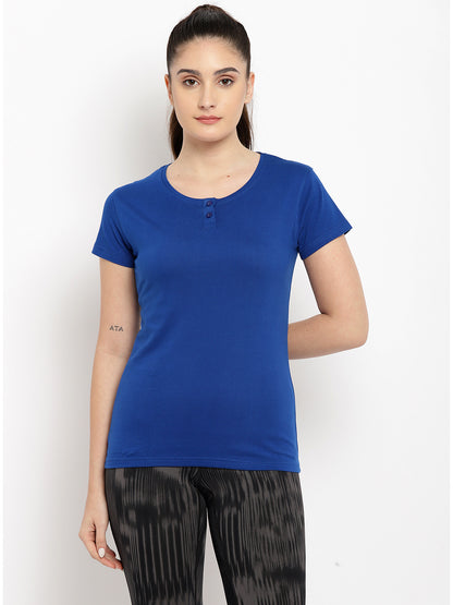 Appulse Women's Short Sleeve Henley T-Shirt | Women | Premium Cotton | Activewear | Athleisure