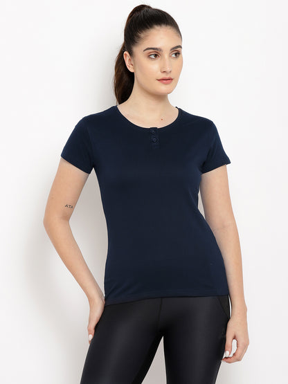 Appulse Women's Short Sleeve Henley T-Shirt | Women | Premium Cotton | Activewear | Athleisure