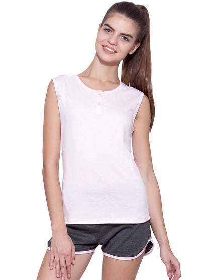 Appulse Women's Sleeveless Henley T-Shirt | Women | Premium Cotton | Activewear | Athleisure