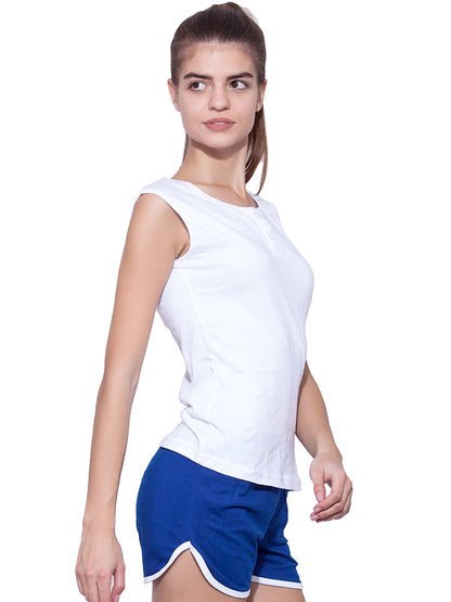 Appulse Women's Sleeveless Henley T-Shirt | Women | Premium Cotton | Activewear | Athleisure