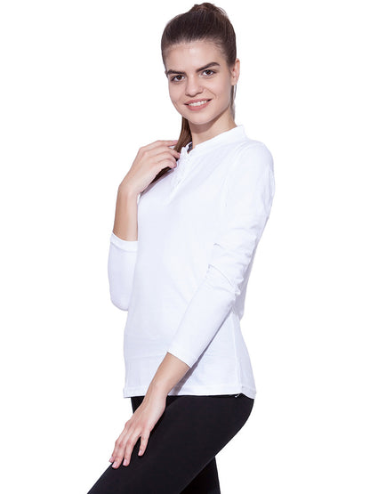 Appulse Women's Long Sleeve Mandarin Polo T-Shirt | Women | Premium Cotton | Activewear | Athleisure
