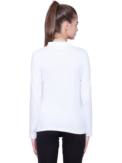 Appulse Women's Long Sleeve Mandarin Polo T-Shirt | Women | Premium Cotton | Activewear | Athleisure