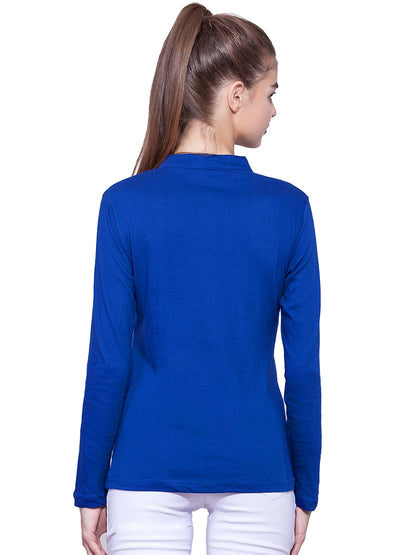 Appulse Women's Long Sleeve Mandarin Polo T-Shirt | Women | Premium Cotton | Activewear | Athleisure
