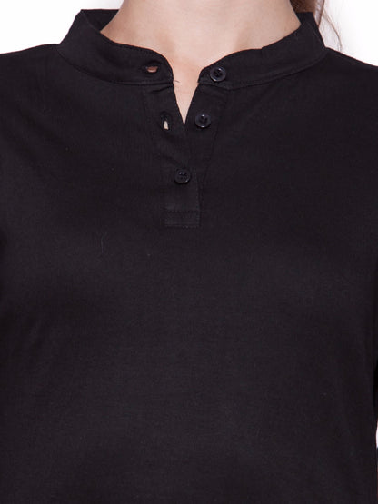 Appulse Women's Long Sleeve Mandarin Polo T-Shirt | Women | Premium Cotton | Activewear | Athleisure