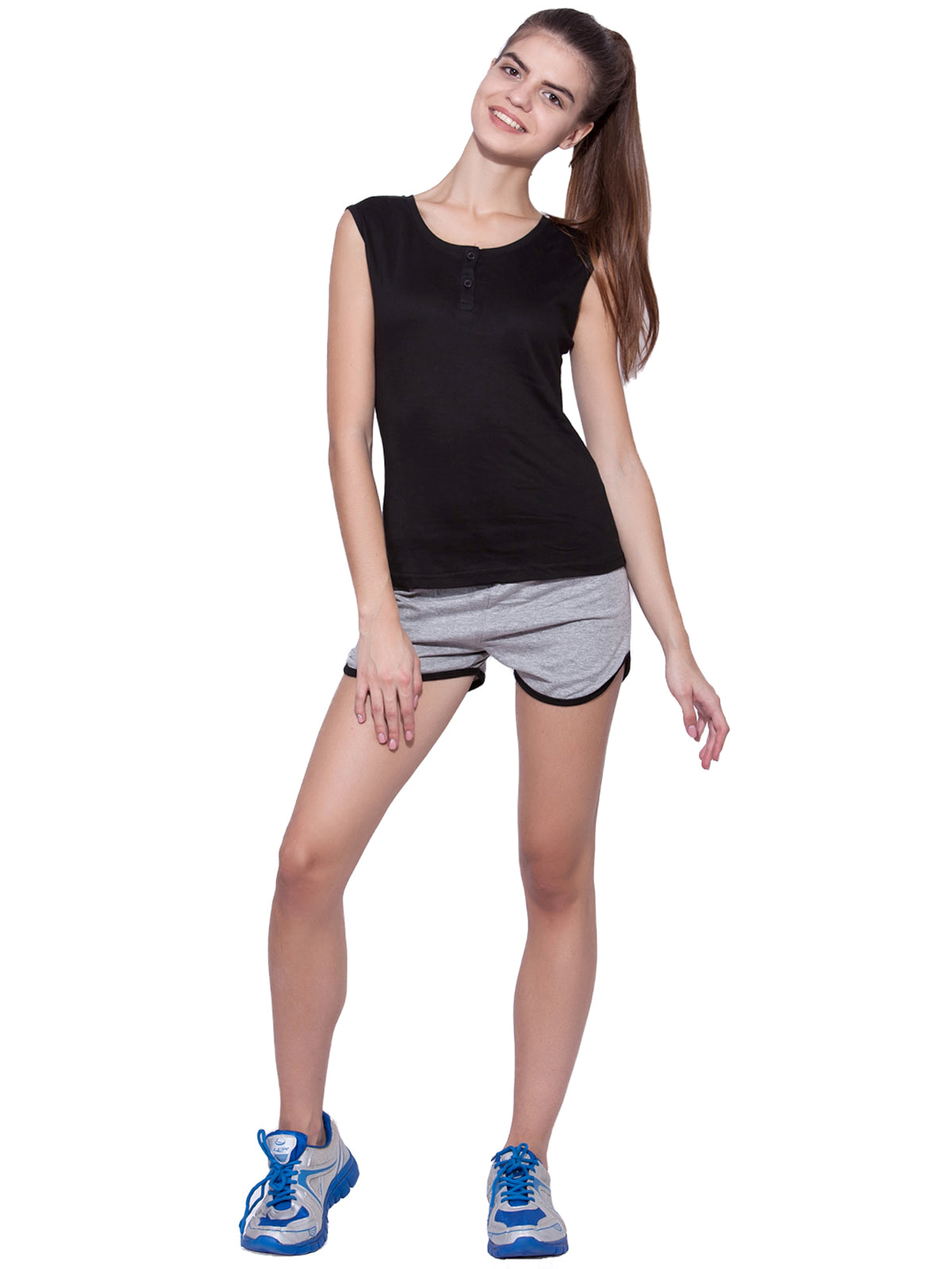 Ap'pulse Women's Sleeveless Henley Tshirt