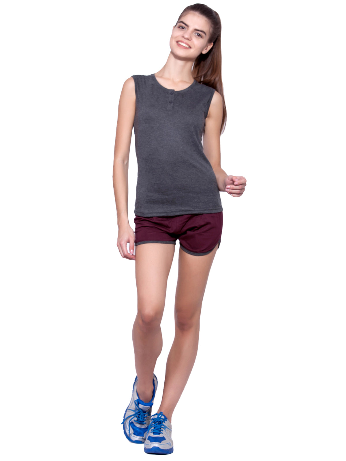 Ap'pulse Women's Sleeveless Henley Tshirt