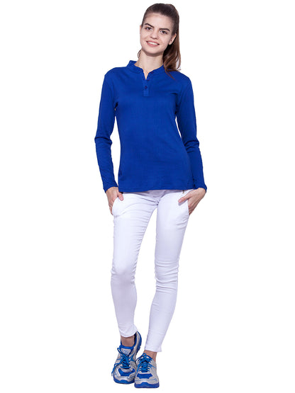 Appulse Women's Long Sleeve Mandarin Polo T-Shirt | Women | Premium Cotton | Activewear | Athleisure