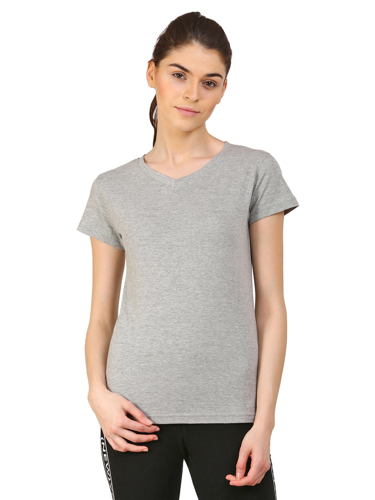 Ap'pulse Women's Short Sleeve V neck Tshirt