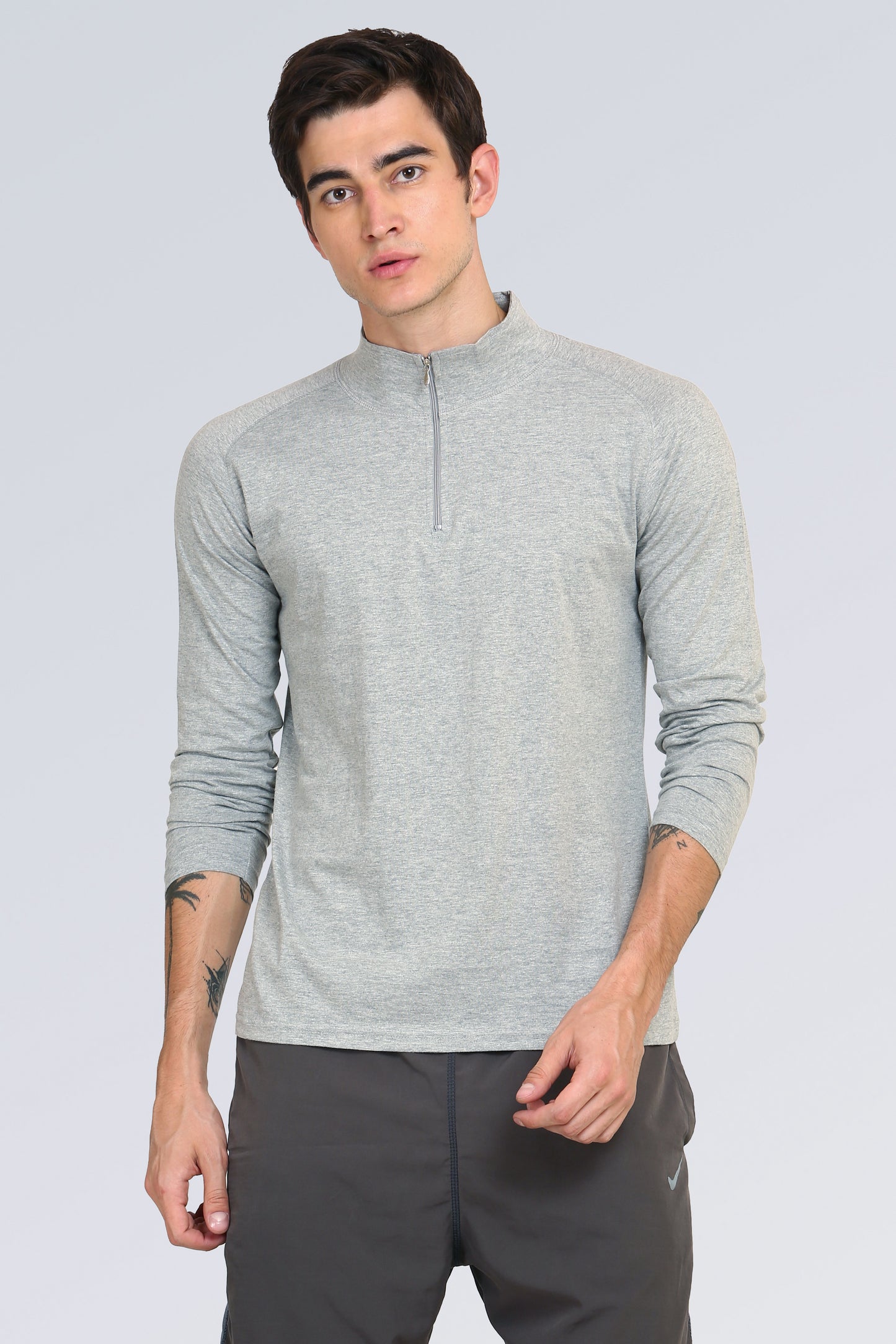 Ap'pulse Men's 1/4 Hineck Zipper Raglan Tshirt