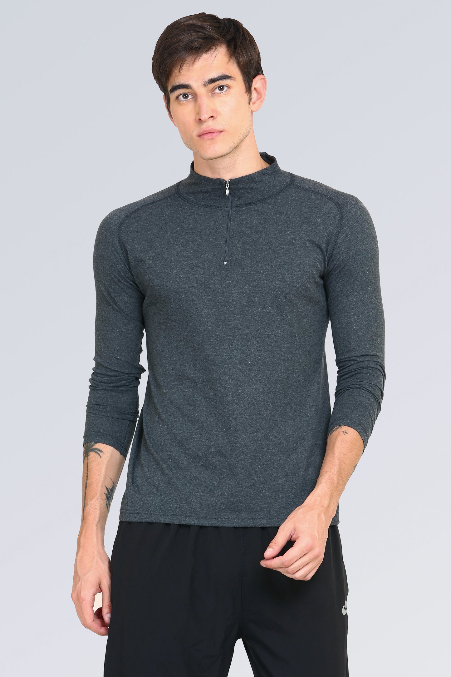 Ap'pulse Men's 1/4 Hineck Zipper Raglan Tshirt