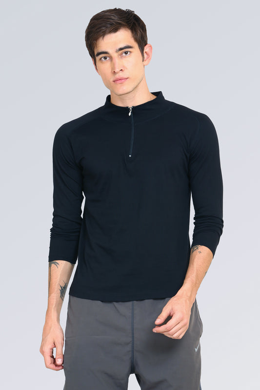 Ap'pulse Men's 1/4 Hineck Zipper Raglan Tshirt